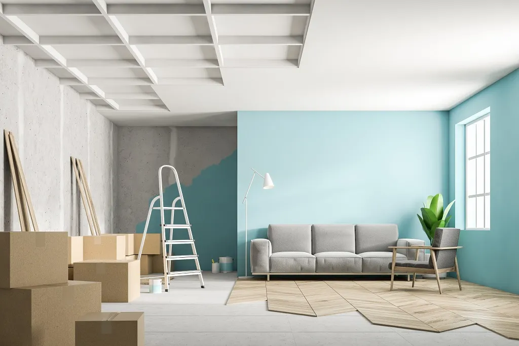 updated living room from home remodeling Chicago